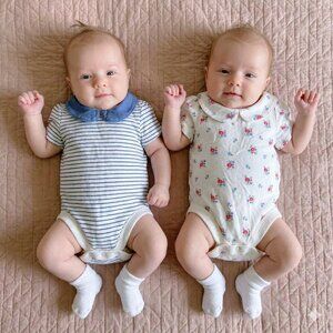 GAP Baby Peter Pan Collar Stripes and Floral Bodysuit Bundle 0-3 Months EUC